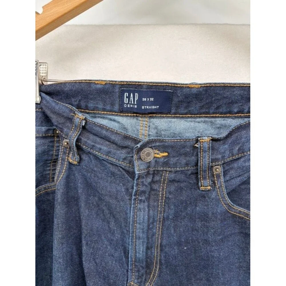Men's Gap Size 38 x 32 Dark Wash Denim Jeans Straight Leg‎